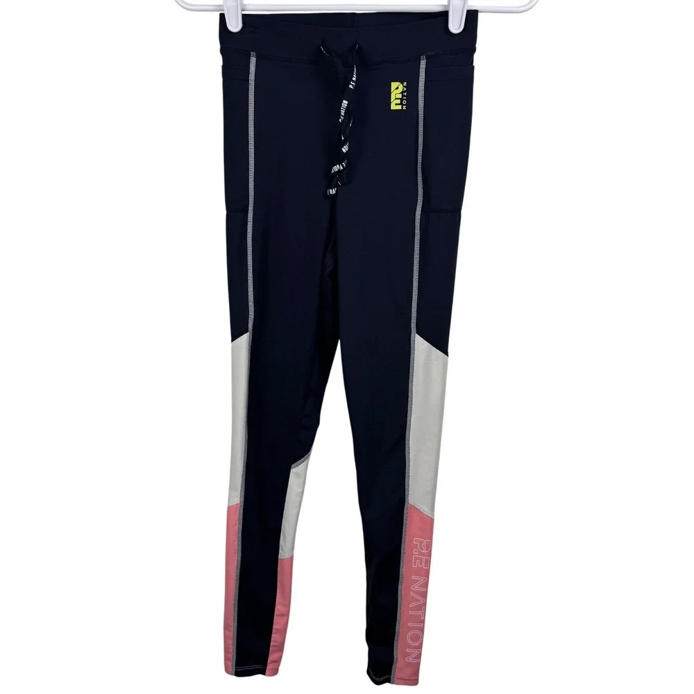 PE Nation Women's Black Pink‎ White Colorblock Leggings Activewear Size Small